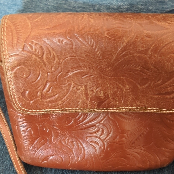 Embossed Brown Leather Crossbody Bag - Picture 2 of 5